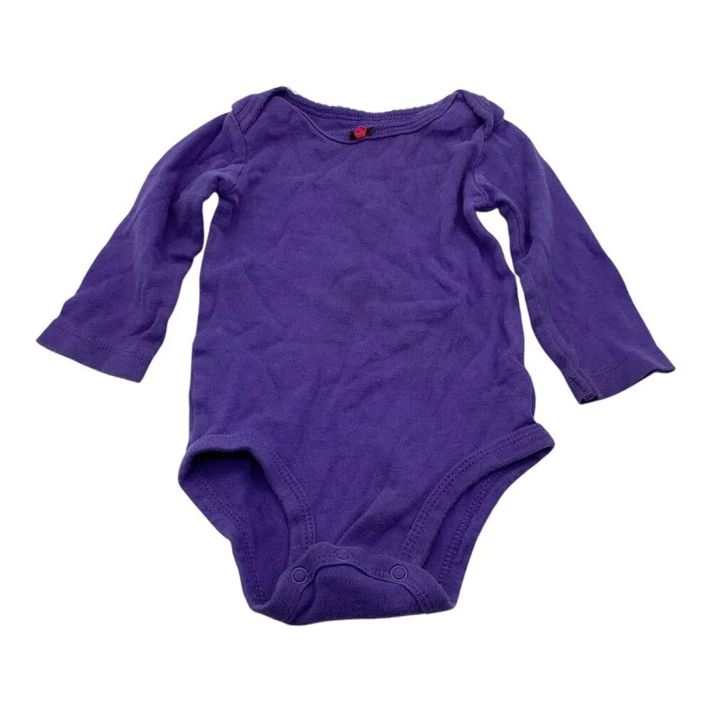 Lot of 3 Carter’s Baby‎ Girl Long Sleeve Bodysuits 6M Pink Purple Gray Cotton